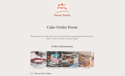 Cake Order Form - FREE
