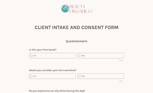 Esthetician Consent Form
