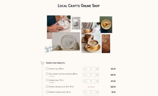 Craft Order Form with Inventory