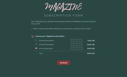 Magazine Order Form with Gifts